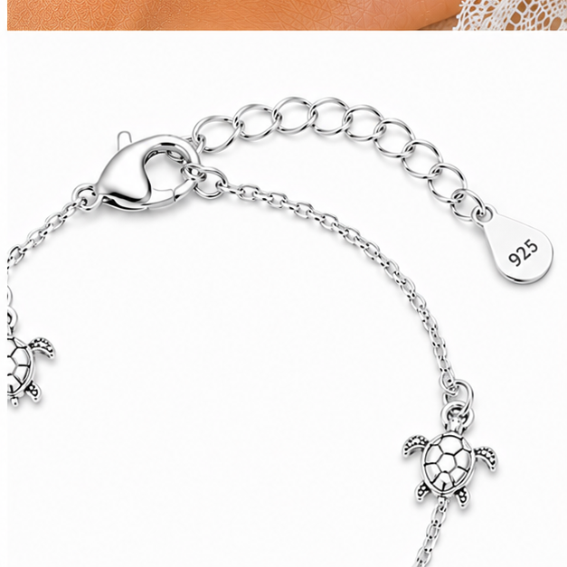 Turtle Charm Anklet – 925 Sterling Silver