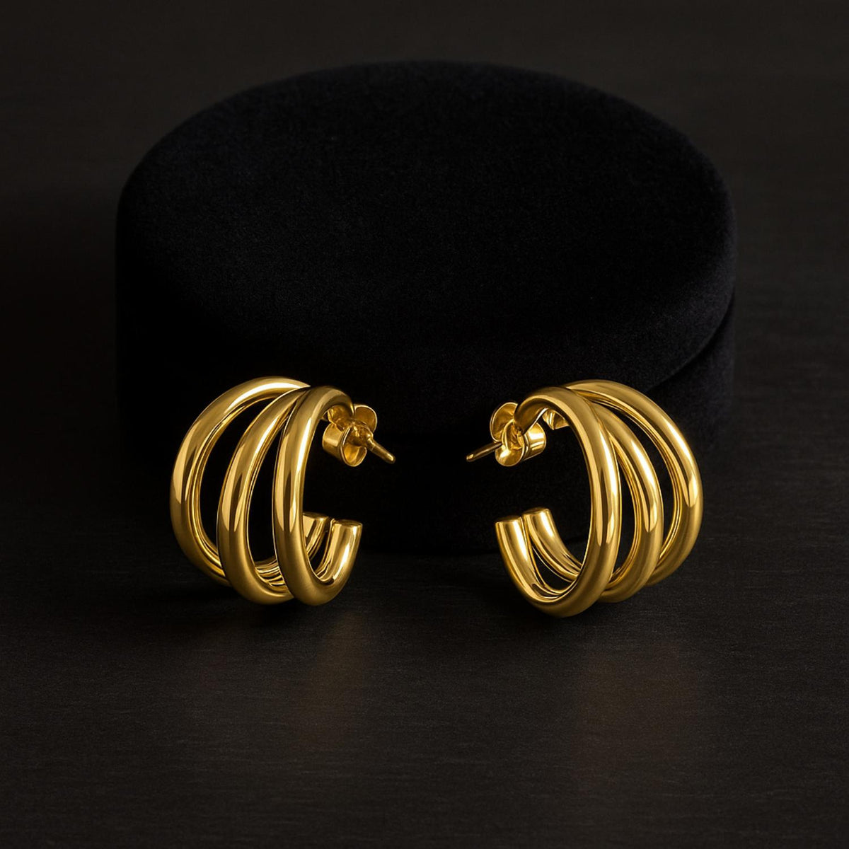 Triple Interlinked Chunky Hoop Earrings – 925 Sterling Silver