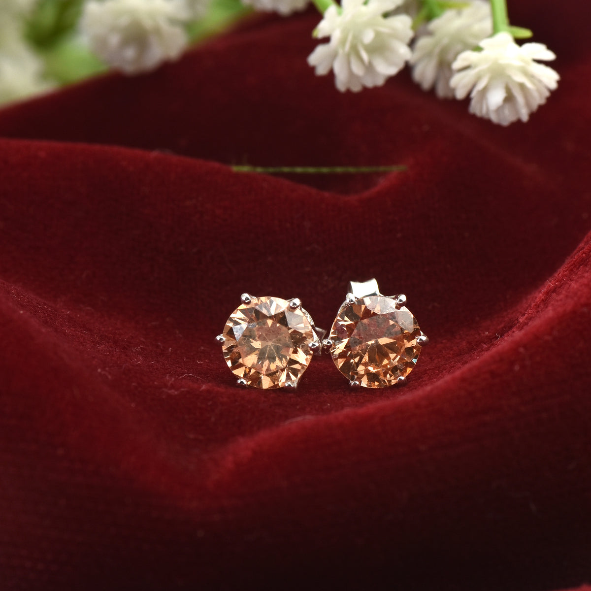 5mm Round Citrine Stud Earrings – 925 Sterling Silver