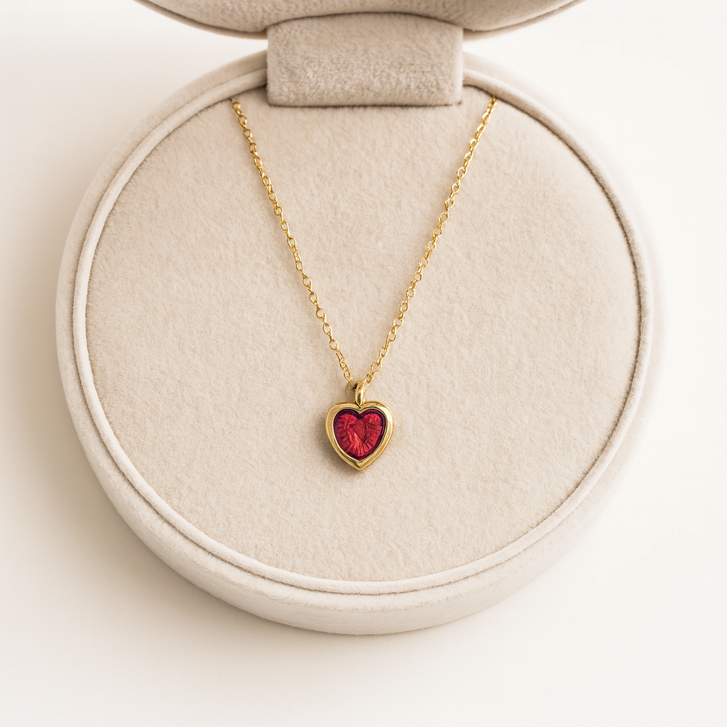 Red Heart Solitaire Necklace – 925 Sterling Silver