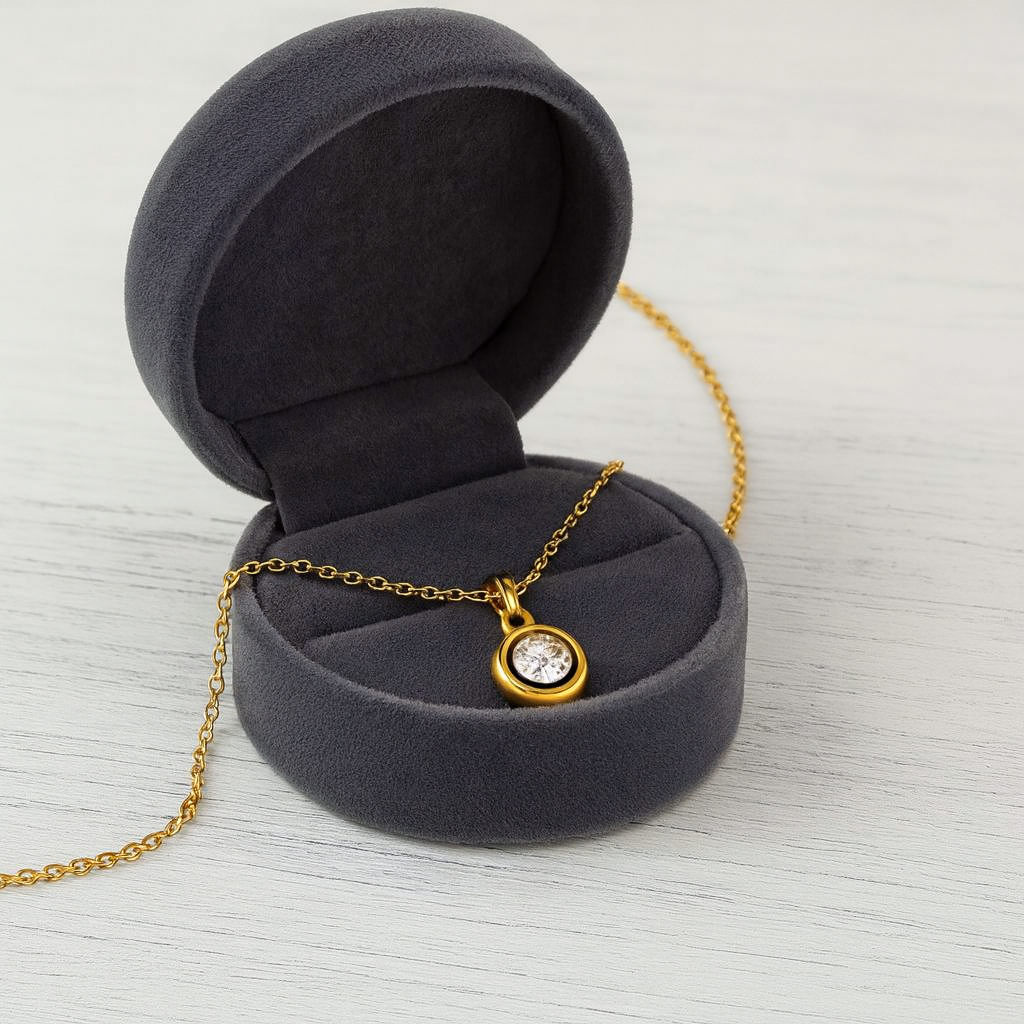 Round Bezel Solitaire Necklace – 925 Sterling Silver