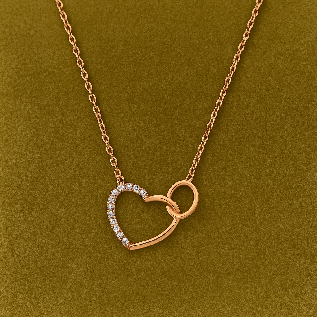 Heart and Circle Interlocking Necklace – 925 Sterling Silver