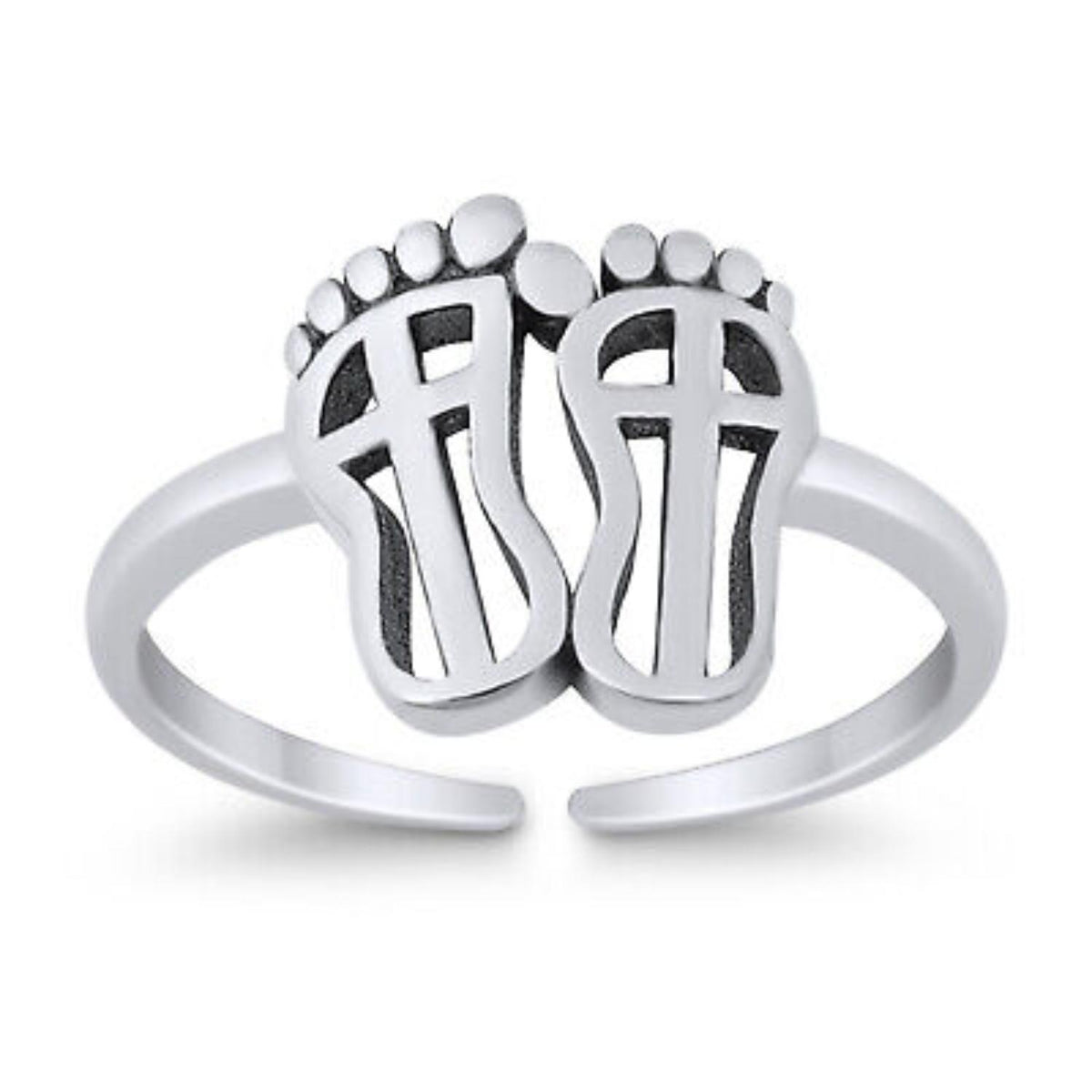 Feet Design Double Toe Ring – 925 Sterling Silver