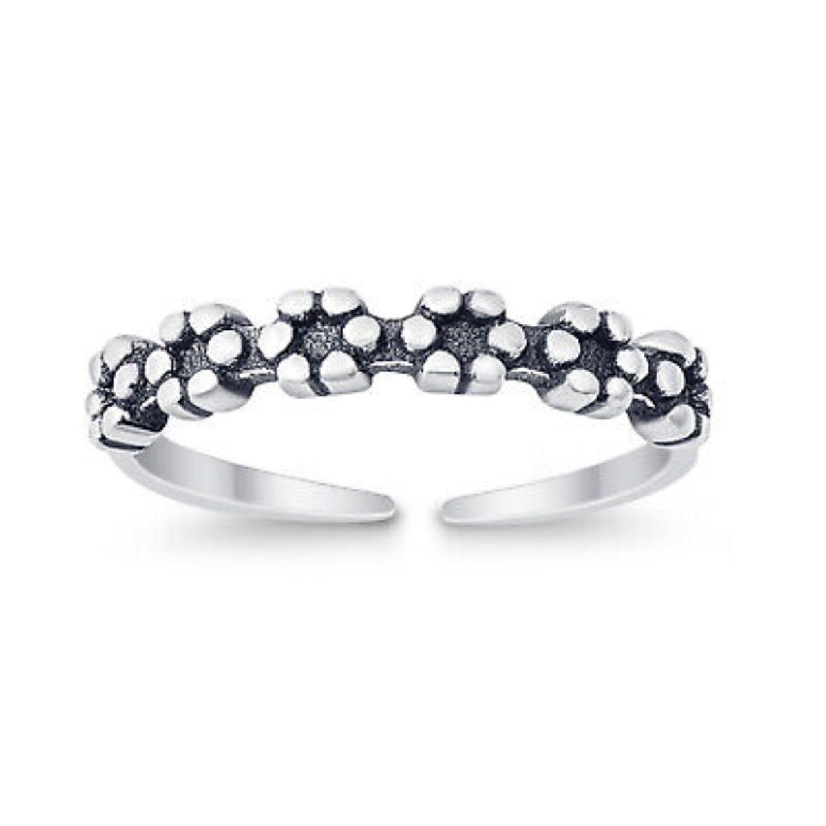 Beaded Oxidised Double Toe Ring – 925 Sterling Silver