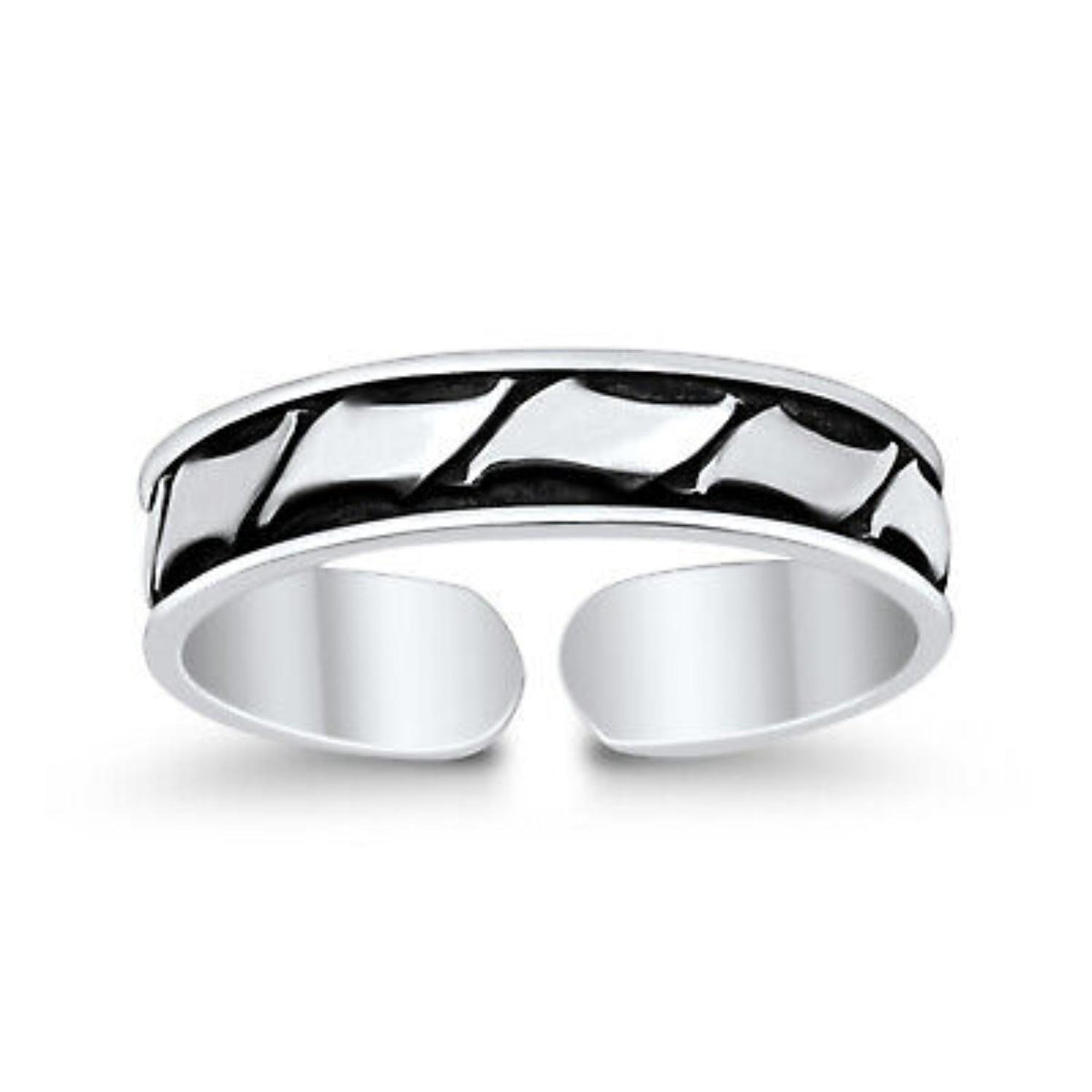 Oxidised Geometric Open Toe Ring Pair – 925 Sterling Silver