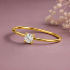 925 Sterling Silver Yellow Plated Round White CZ Ring