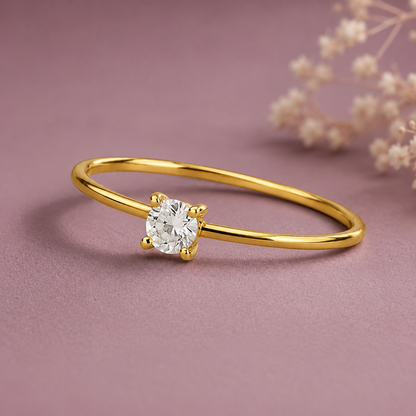 Round White CZ Solitaire Ring – 925 Sterling Silver