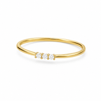 925 Sterling Silver Yellow Plated Round White CZ Ring