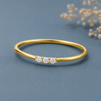 925 Sterling Silver Yellow Plated Round White CZ Ring