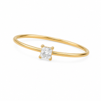 925 Sterling Silver Yellow Plated Round White CZ Ring