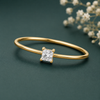 925 Sterling Silver Yellow Plated Round White CZ Ring