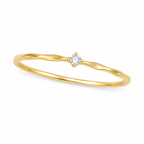 925 Sterling Silver Yellow Plated Round White CZ Ring