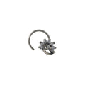 White CZ Oxidised Antique Flower Nose Pin – 925 Sterling Silver