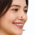 925 Sterling Silver White CZ Antique Finish Flower Nose Pin