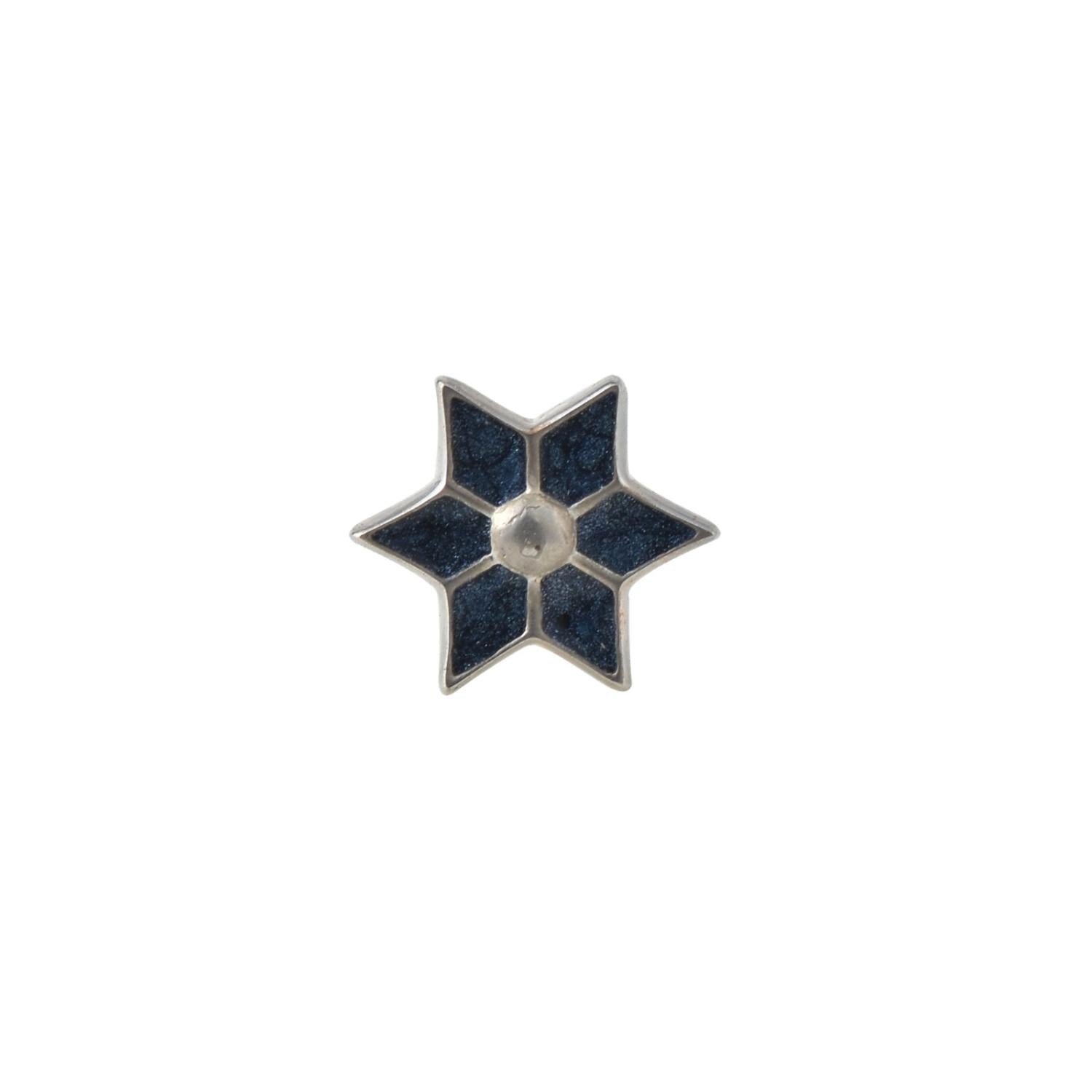 925 Sterling Silver Deep Blue Enamel Six-Point Floral Star Nose Pin