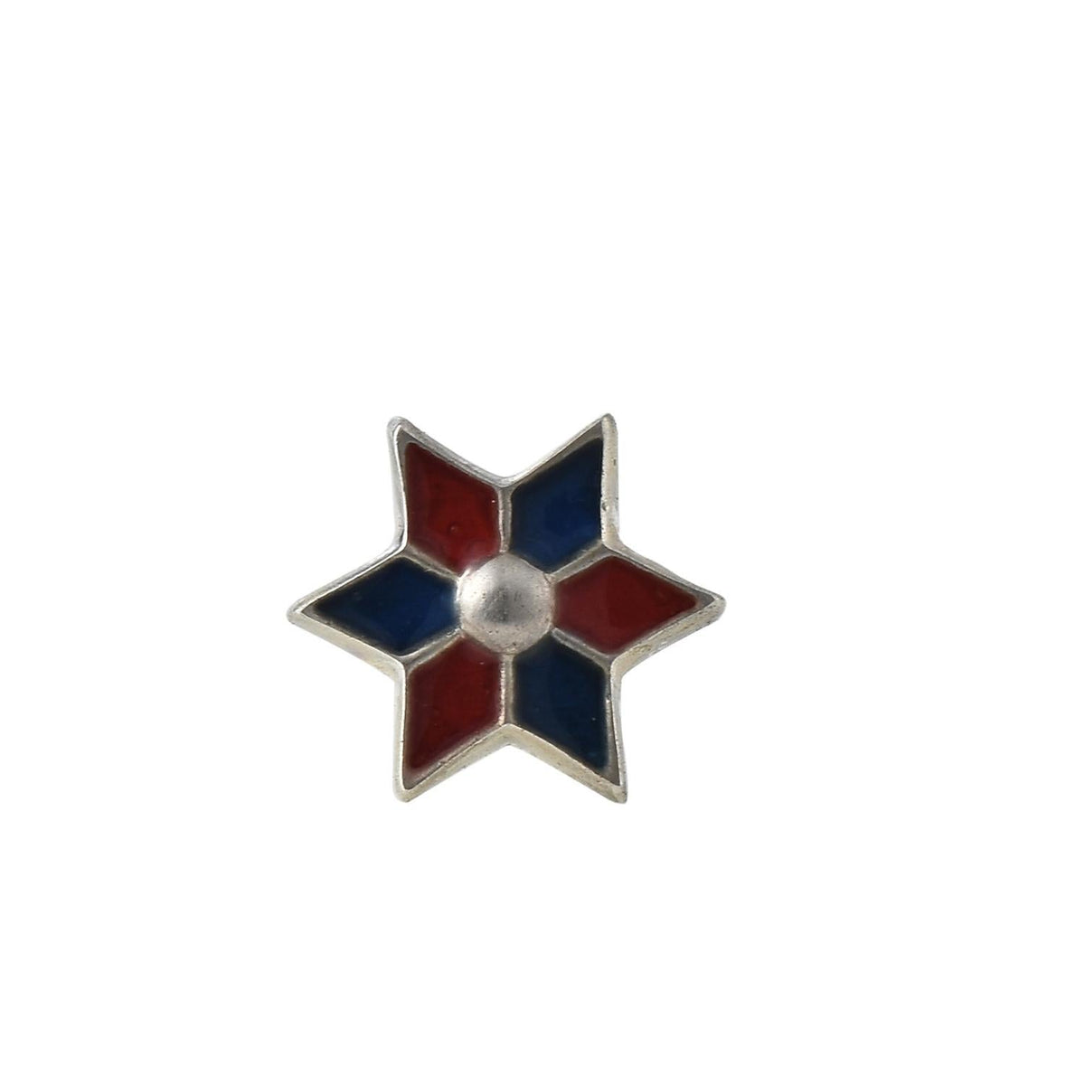 Red and Blue Alternating Enamel Six-Point Star Nose Pin – 925 Sterling Silver
