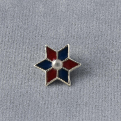 Red and Blue Alternating Enamel Six-Point Star Nose Pin – 925 Sterling Silver