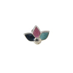 925 Sterling Silver Multi-Color Enamel Three-Petal Nose Pin