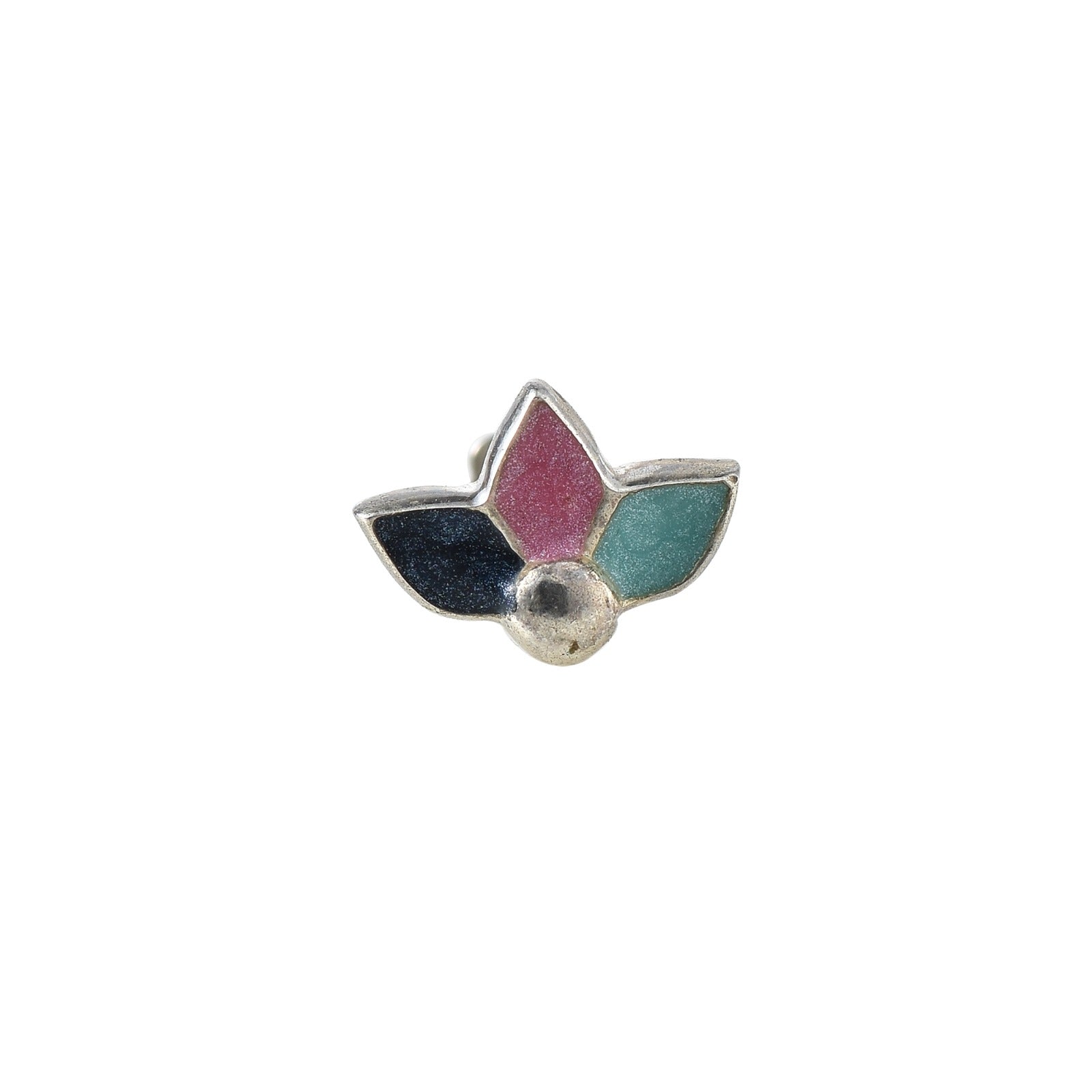 925 Sterling Silver Multi-Color Enamel Three-Petal Nose Pin