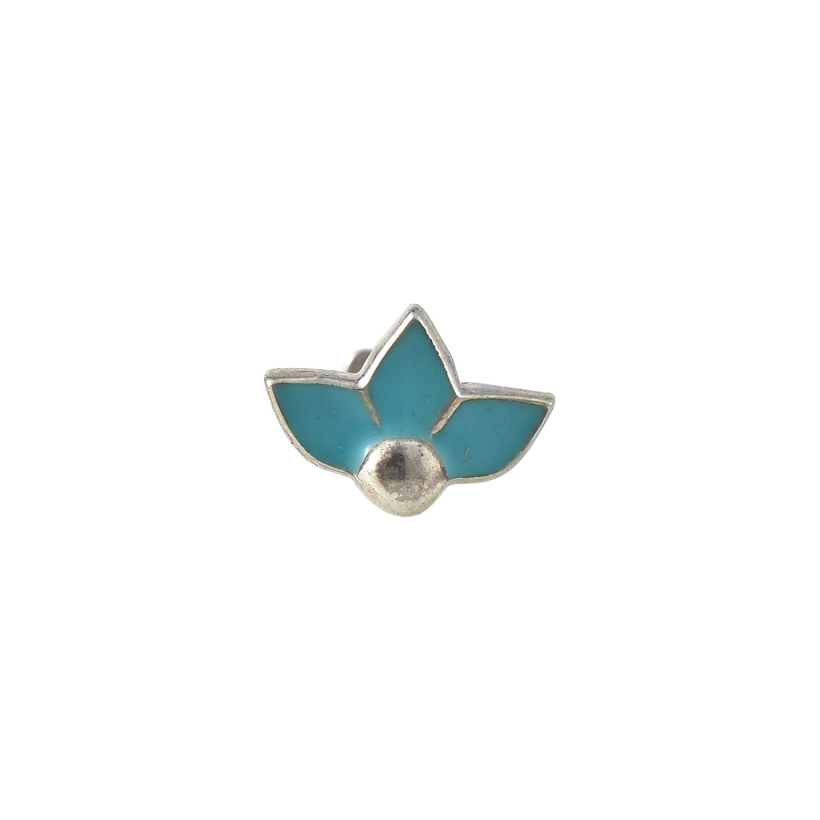 925 Sterling Silver Turquoise Enamel Three-Petal Nose Pin