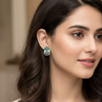 4x2mm Marquise Green CZ Floral Brass Earrings
