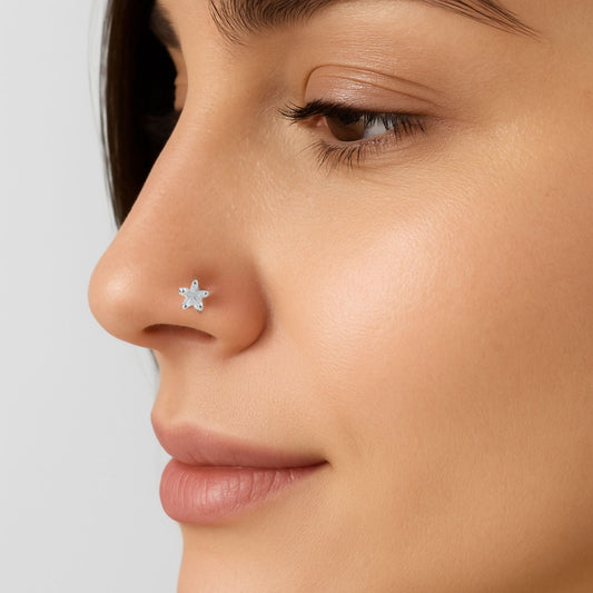 Dainty Five-Point Star Nose Pin – 925 Sterling Silver