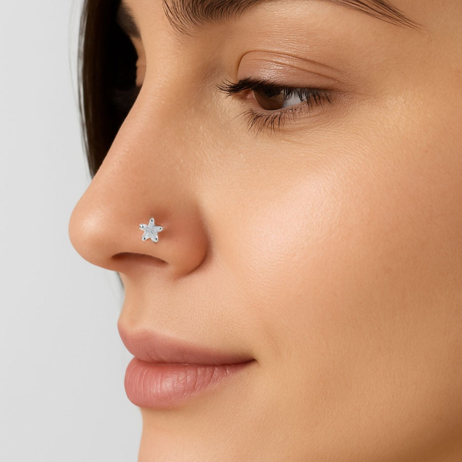 Dainty Five-Point Star Nose Pin – 925 Sterling Silver