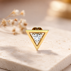 Triangle White CZ Nose Pin 925 Sterling Silver Yellow Gold Plated