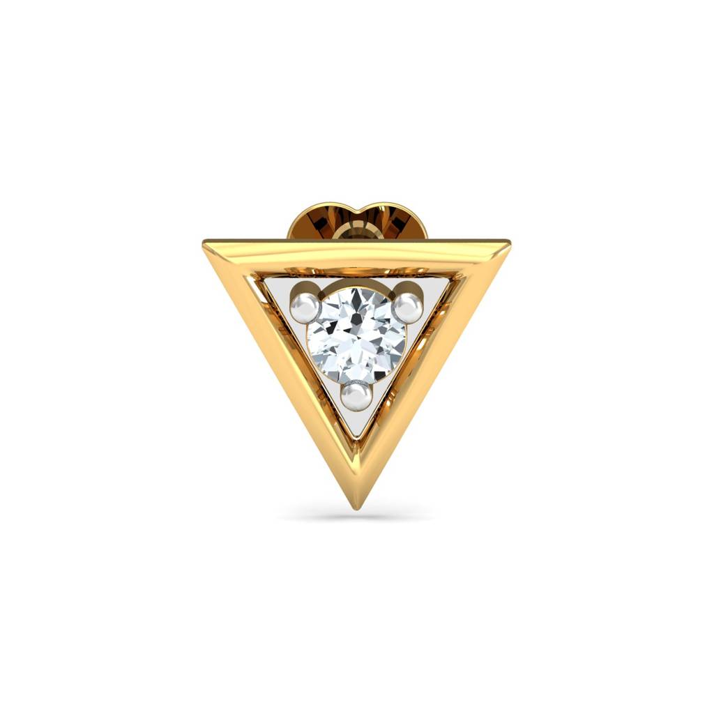 Triangle White CZ Nose Pin 925 Sterling Silver Yellow Gold Plated