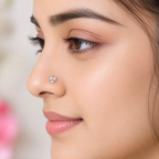 Triple White CZ Nose Ring 925 Sterling Silver Yellow Gold Plated