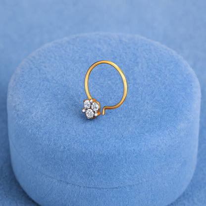 Triple White CZ Hoop Nose Ring – 925 Sterling Silver