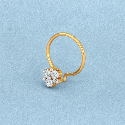 Triple White CZ Hoop Nose Ring – 925 Sterling Silver