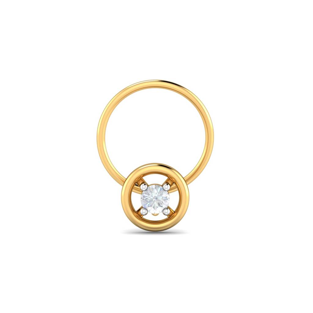 Round Bezel White CZ Nose Pin 925 Sterling Silver Yellow Gold Plated