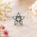 Floral White CZ Nose Pin 925 Sterling Silver Yellow Gold Plated