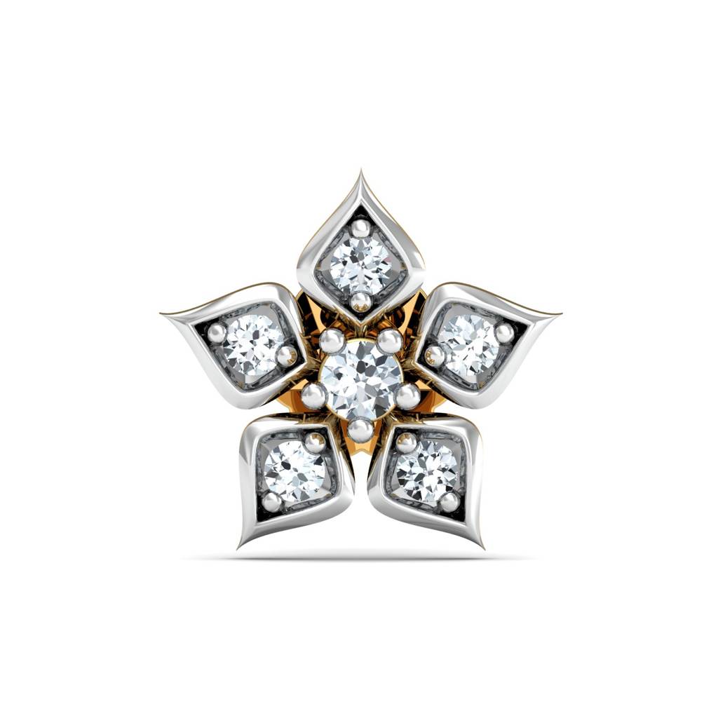 Floral White CZ Nose Pin 925 Sterling Silver Yellow Gold Plated