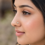Round White CZ Nose Pin 925 Sterling Silver Yellow Gold Plated