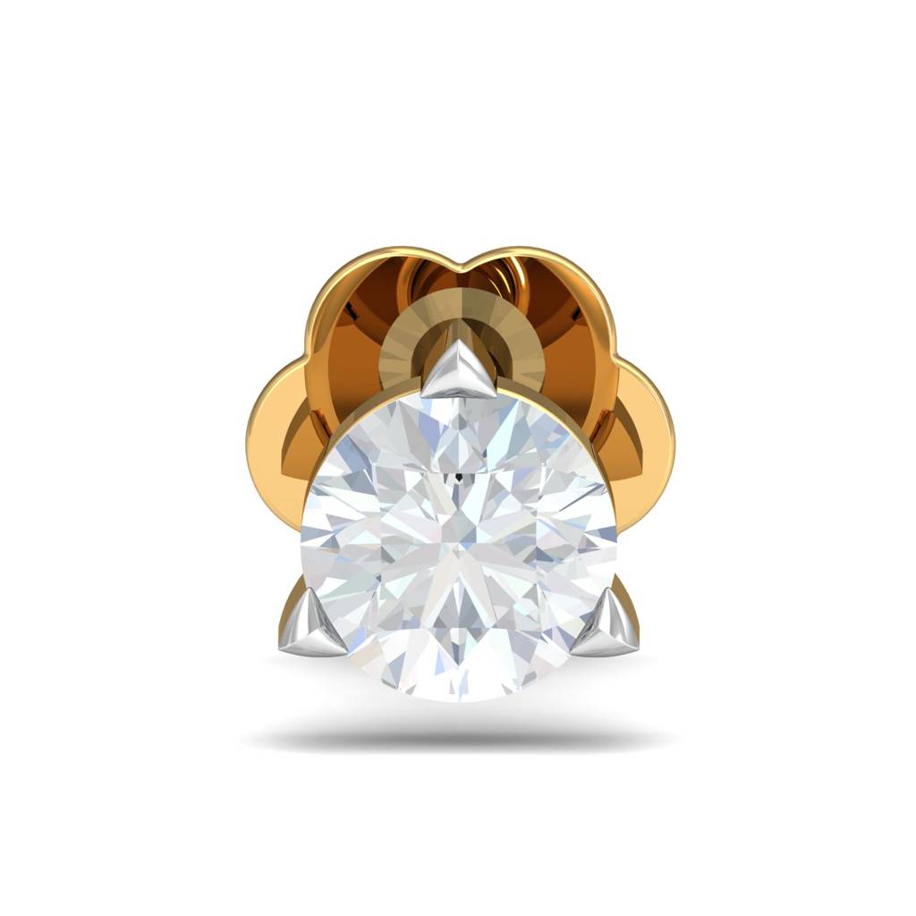 Round White CZ Nose Pin 925 Sterling Silver Yellow Gold Plated