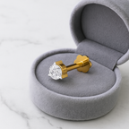 Round White CZ Nose Pin 925 Sterling Silver Yellow Gold Plated