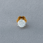Round White CZ Nose Pin 925 Sterling Silver Yellow Gold Plated