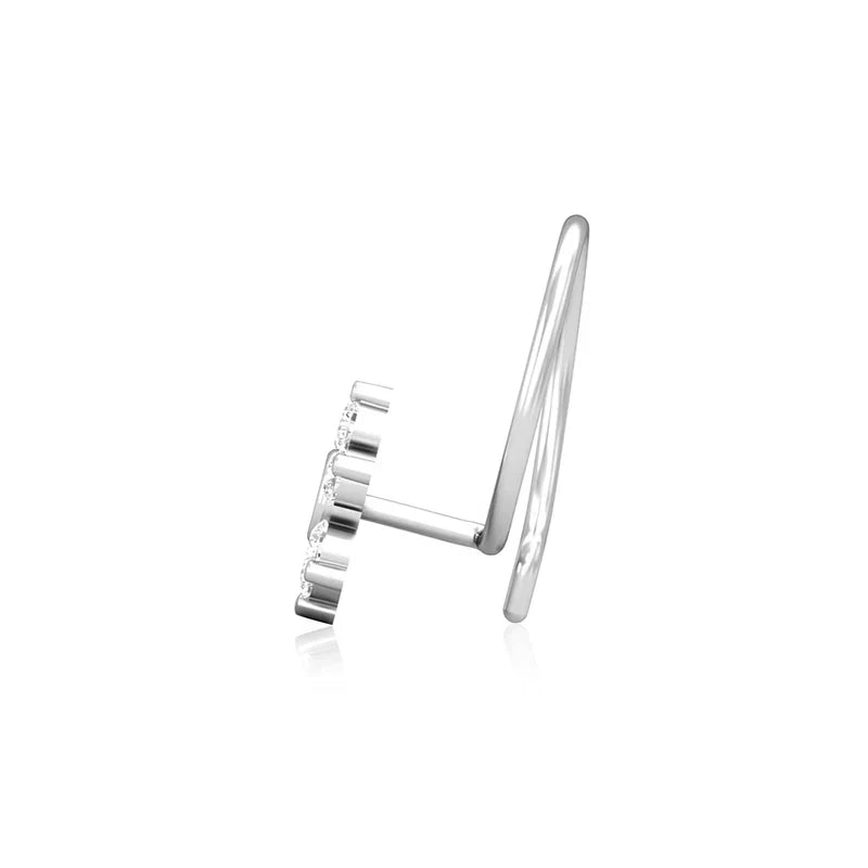 925 Sterling Silver White CZ Antique Finish Flower Nose Pin