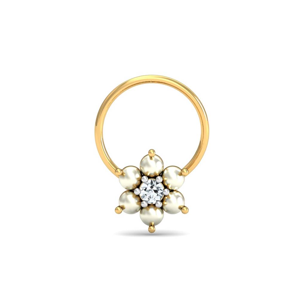 Smooth Petal Floral White CZ Nose Pin – 925 Sterling Silver