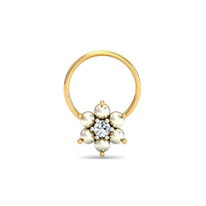 Smooth Petal Floral White CZ Nose Pin – 925 Sterling Silver