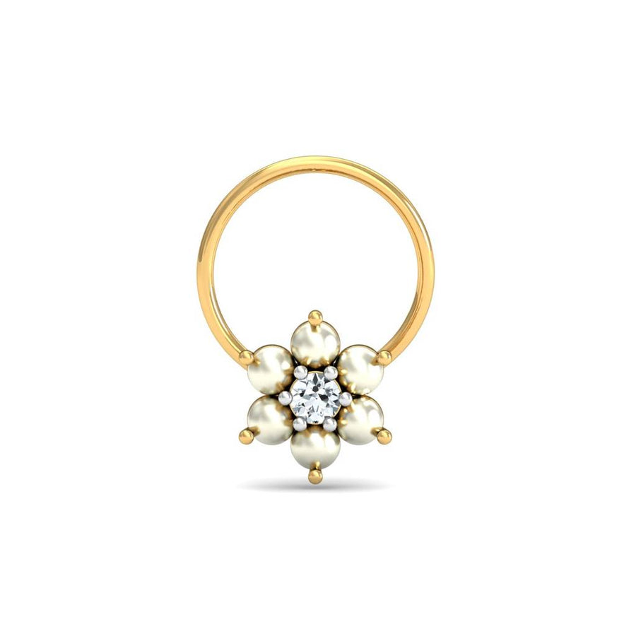 Smooth Petal Floral White CZ Nose Pin – 925 Sterling Silver