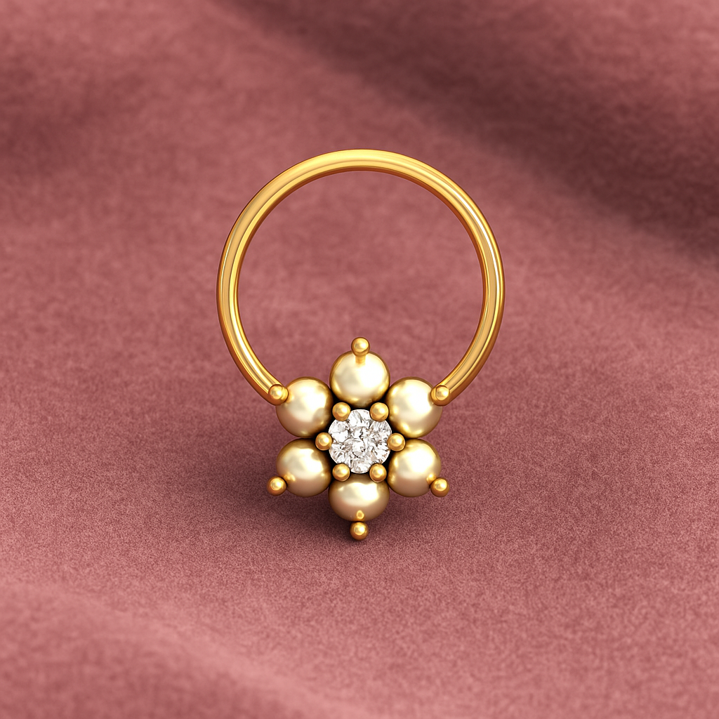 Smooth Petal Floral White CZ Nose Pin – 925 Sterling Silver