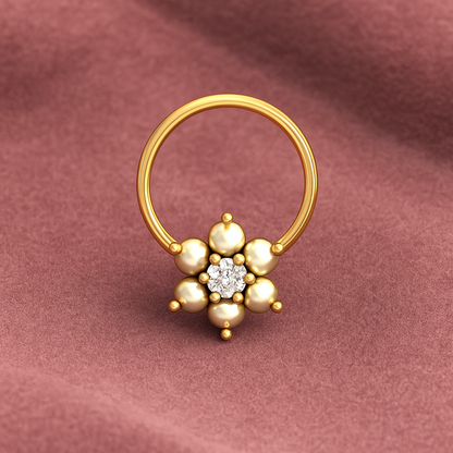 Smooth Petal Floral White CZ Nose Pin – 925 Sterling Silver