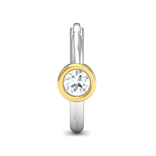 Two-Tone Bezel-Set White CZ Nose Pin – 925 Sterling Silver