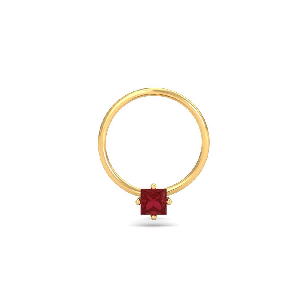 Red CZ Square Nose Pin 925 Sterling Silver Yellow Plated