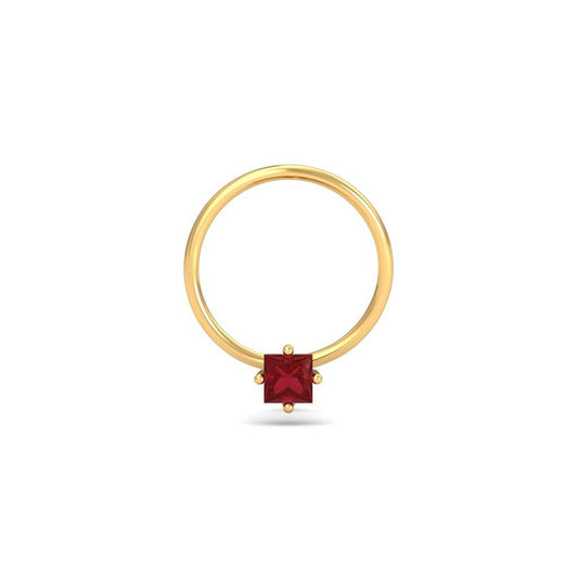Red Princess-Cut CZ Nose Pin – 925 Sterling Silver