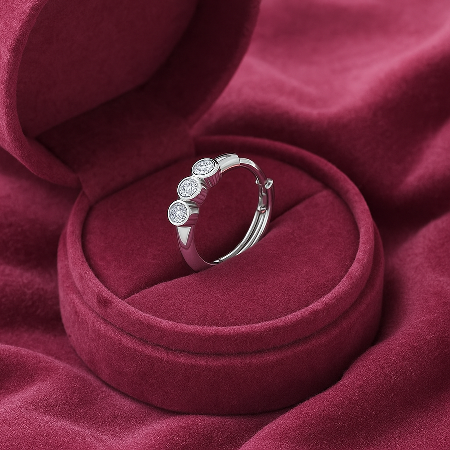 Five-Stone White CZ Bezel Nose Pin – 925 Sterling Silver