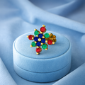 Multicolor Floral CZ Nose Pin 925 Sterling Silver Yellow Plated